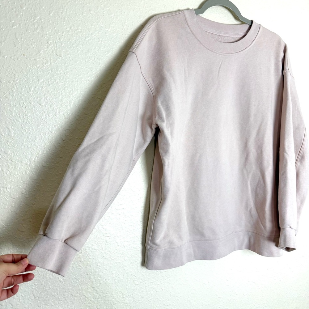 Lululemon Perfectly Oversized Crew Sweatshirt pink blush no sz tag close to sz 6 - Picture 3 of 14